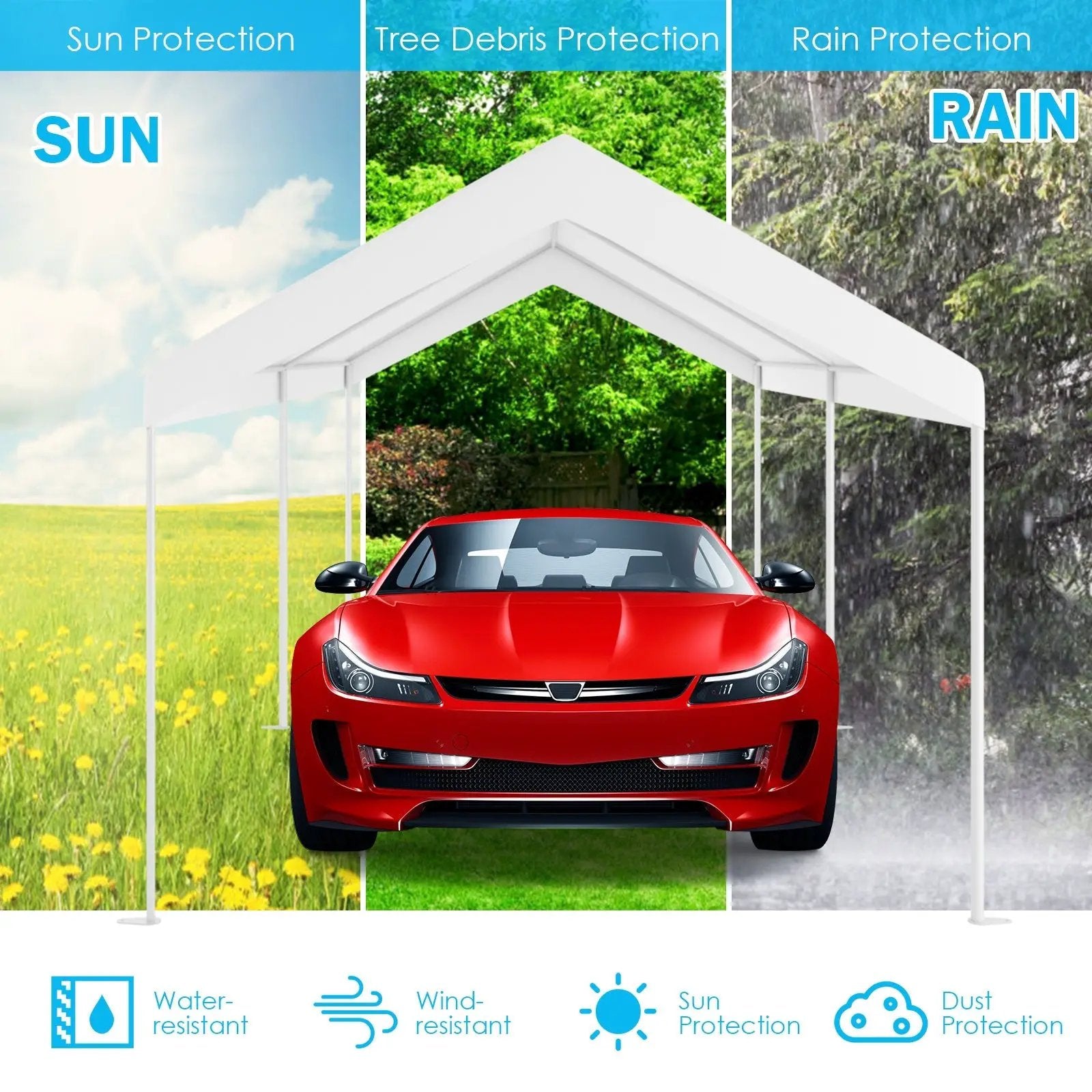 10 x 20 Feet Steel Frame Portable Car Canopy Shelter by DirectDeals