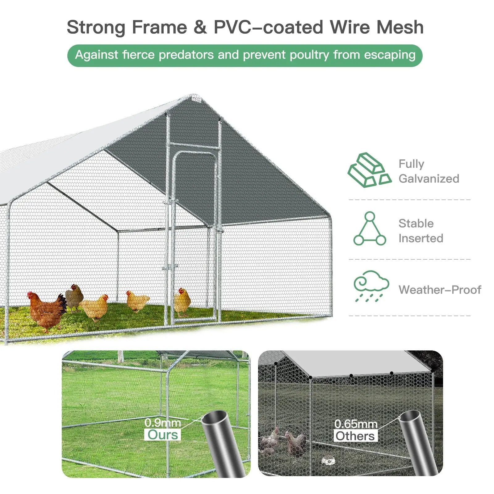 13 x 13 Feet Walk-in Chicken Coop with Waterproof Cover for Outdoor Backyard Farm by DirectDeals