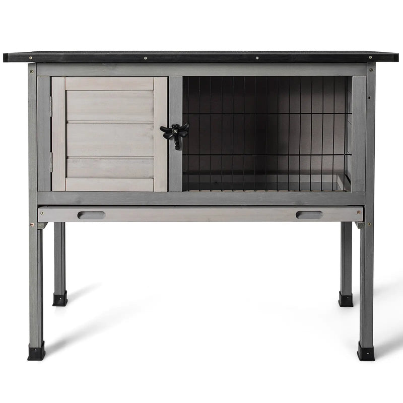 Small Elevated Rabbit Hutch with Hinged Asphalt Roof and Removable Tray by DirectDeals
