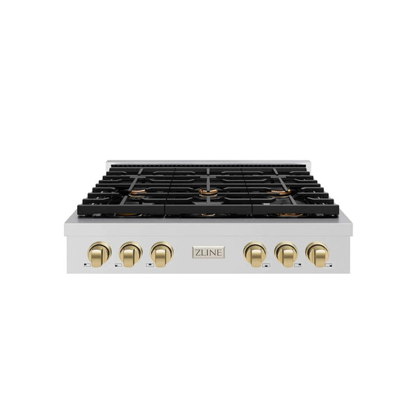 ZLINE 36" Paramount Gas Rangetop Stainless Steel Champagne Bronze SRTZ-36-CB