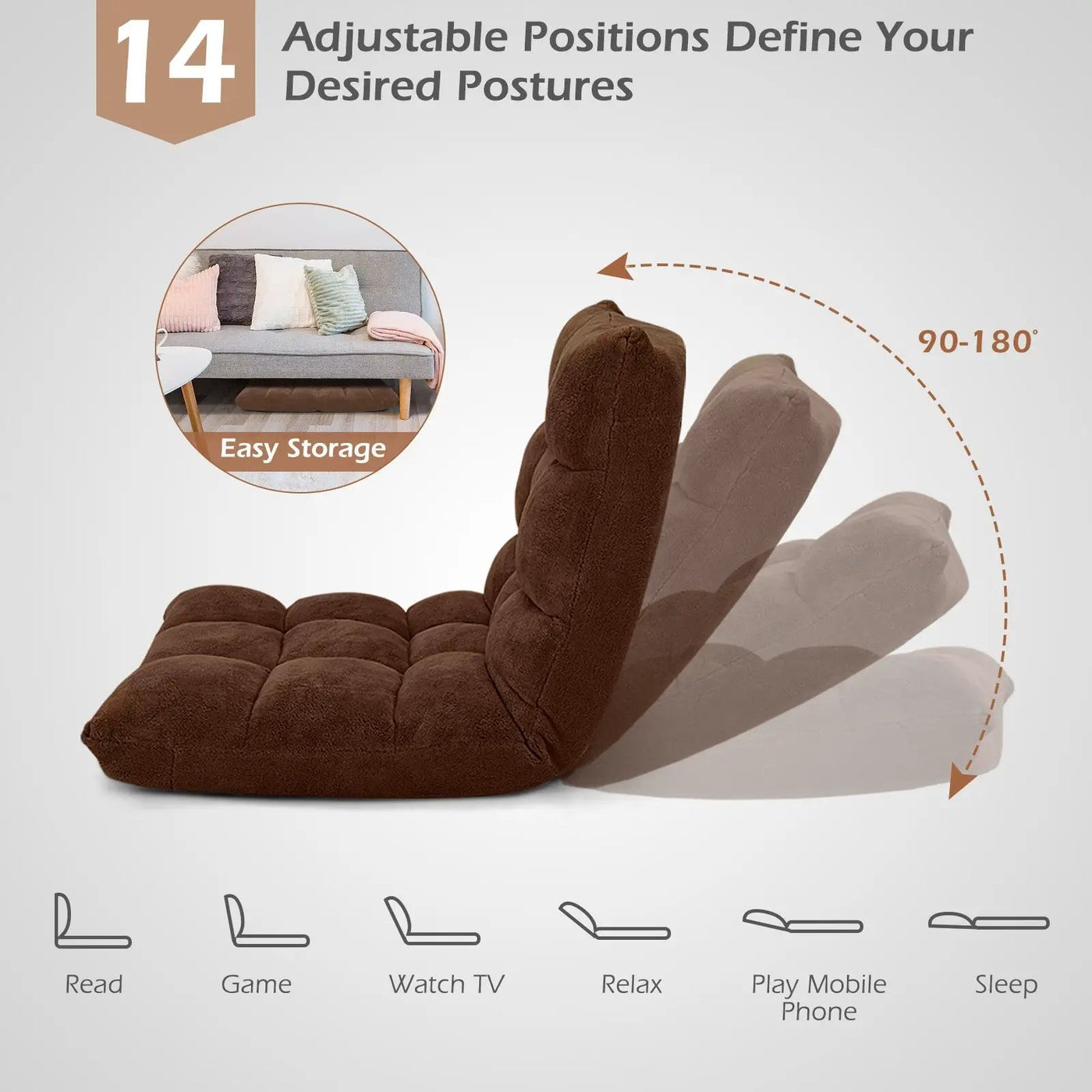 Adjustable 14-position Cushioned Floor Chair by DirectDeals
