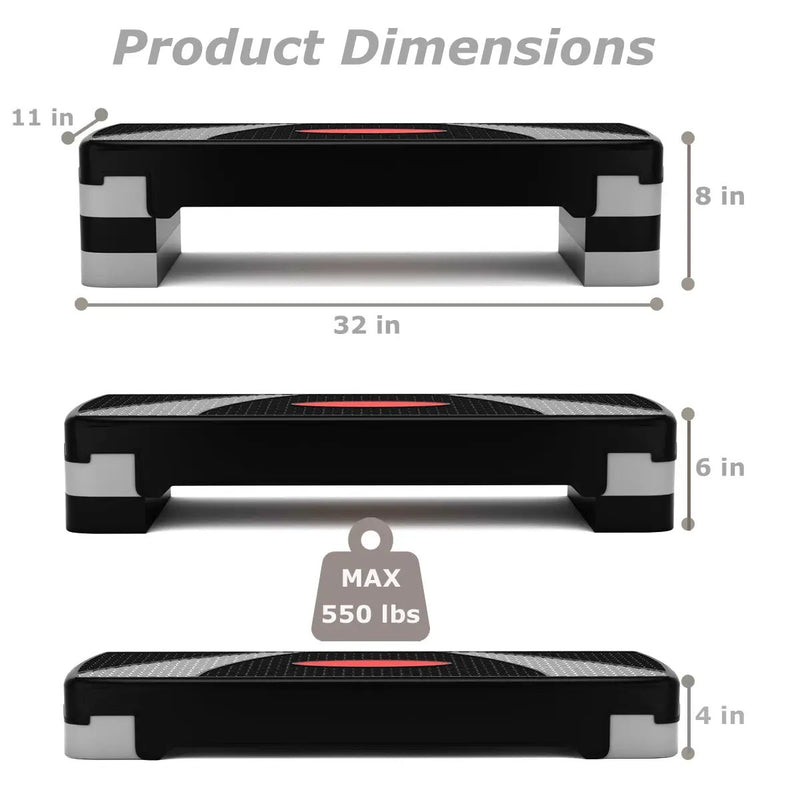 32 Inch Adjustable Fitness Aerobic Step with Riser by DirectDeals