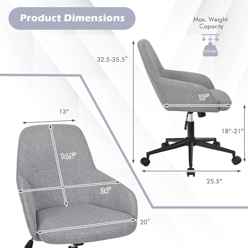 Fabric Home Office Chair with Rocking Backres-Gray by DirectDeals