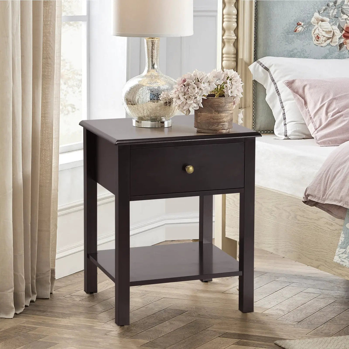 Nightstand End Table with Drawer and Shelf by DirectDeals