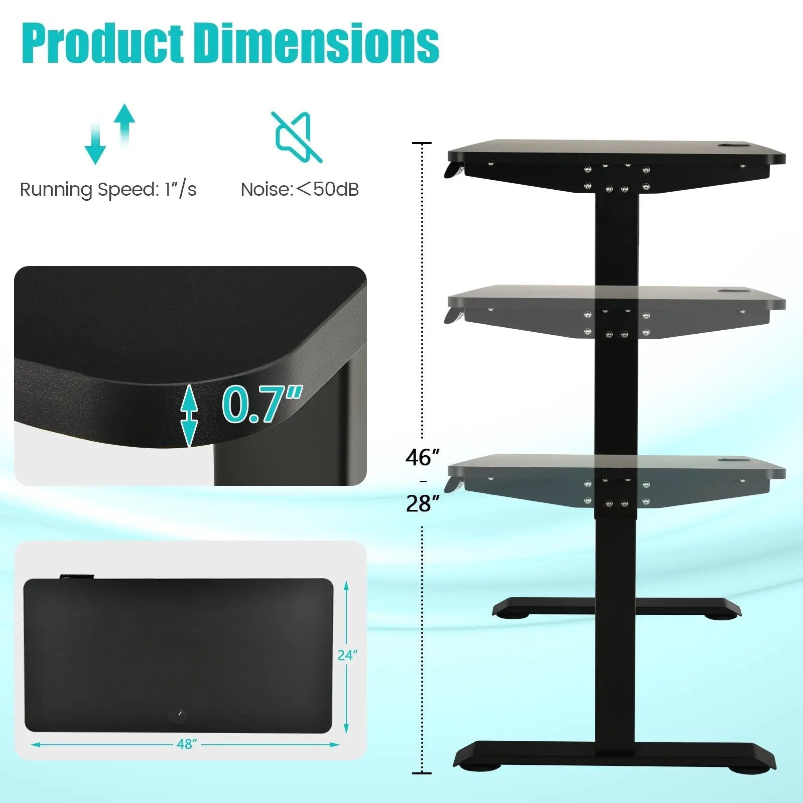 Electric Height Adjustable Standing Desk with Memory Controller by DirectDeals