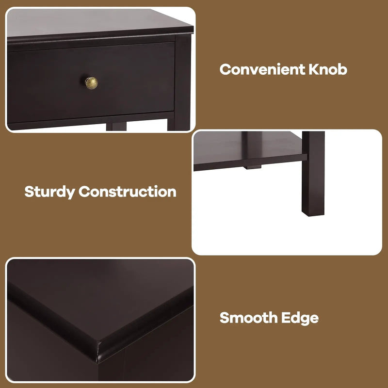Nightstand End Table with Drawer and Shelf by DirectDeals