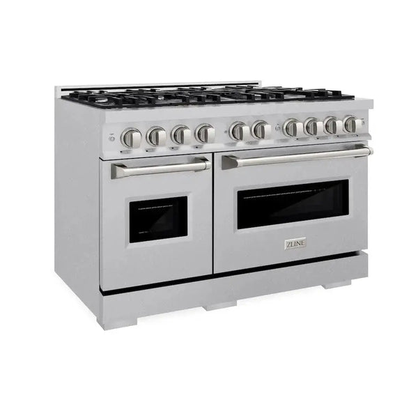 ZLINE 48" Dual Fuel Range, Gas Cooktop, Electric Convection Oven DuraSnow® Stainless Steel, CDRS-48