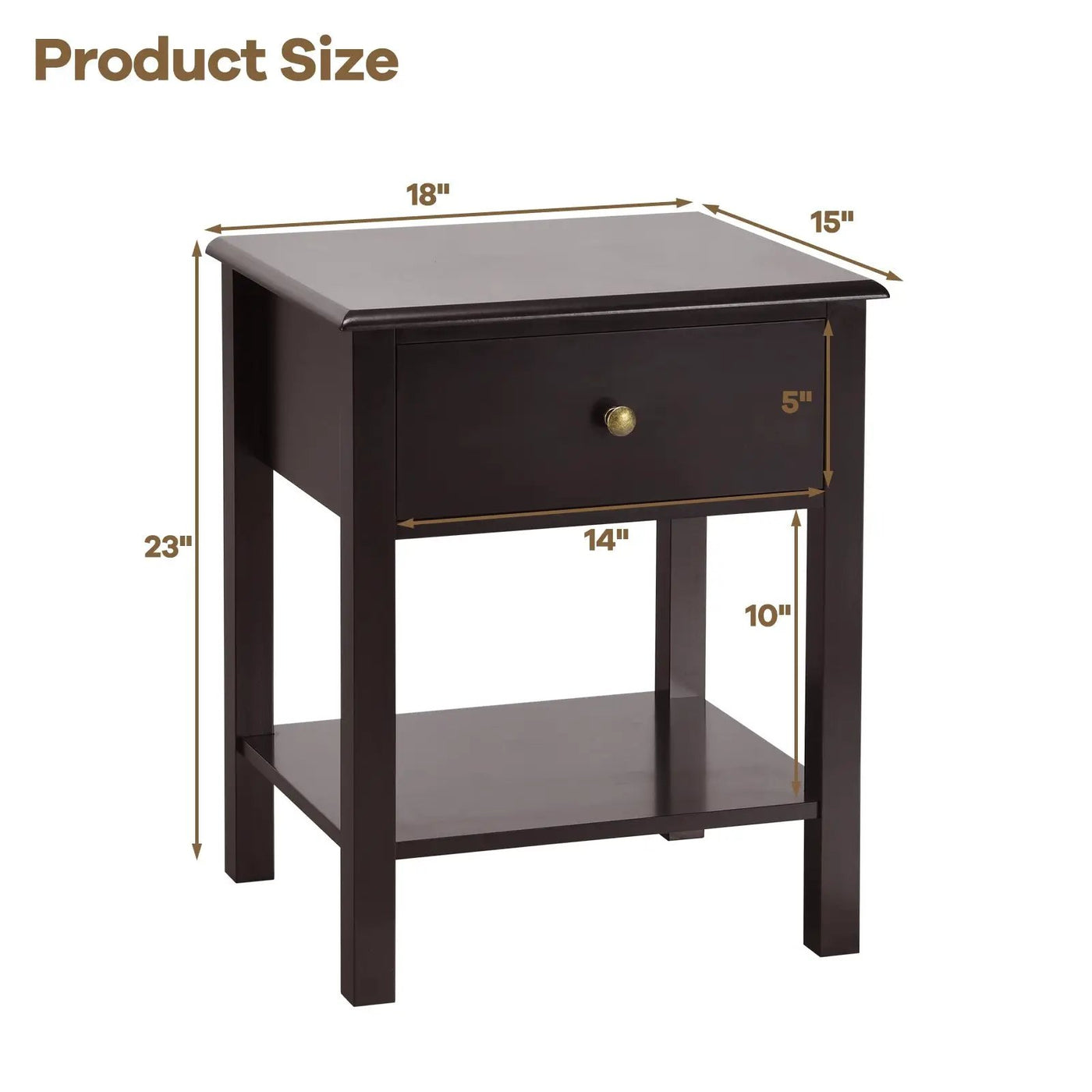 Nightstand End Table with Drawer and Shelf by DirectDeals