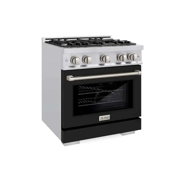 ZLINE 30" Select Gas Range Convection Gas Oven Stainless Steel Black Matte Door HGR-BLM-30