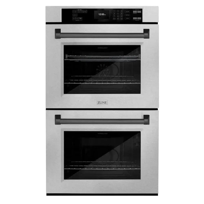 ZLINE 30"Professional True Convection Double Wall Oven, Air Fry, Self Clean, DuraSnow® Matte Black WADSZ-30-MB by Farmhouse Kitchen and Bath