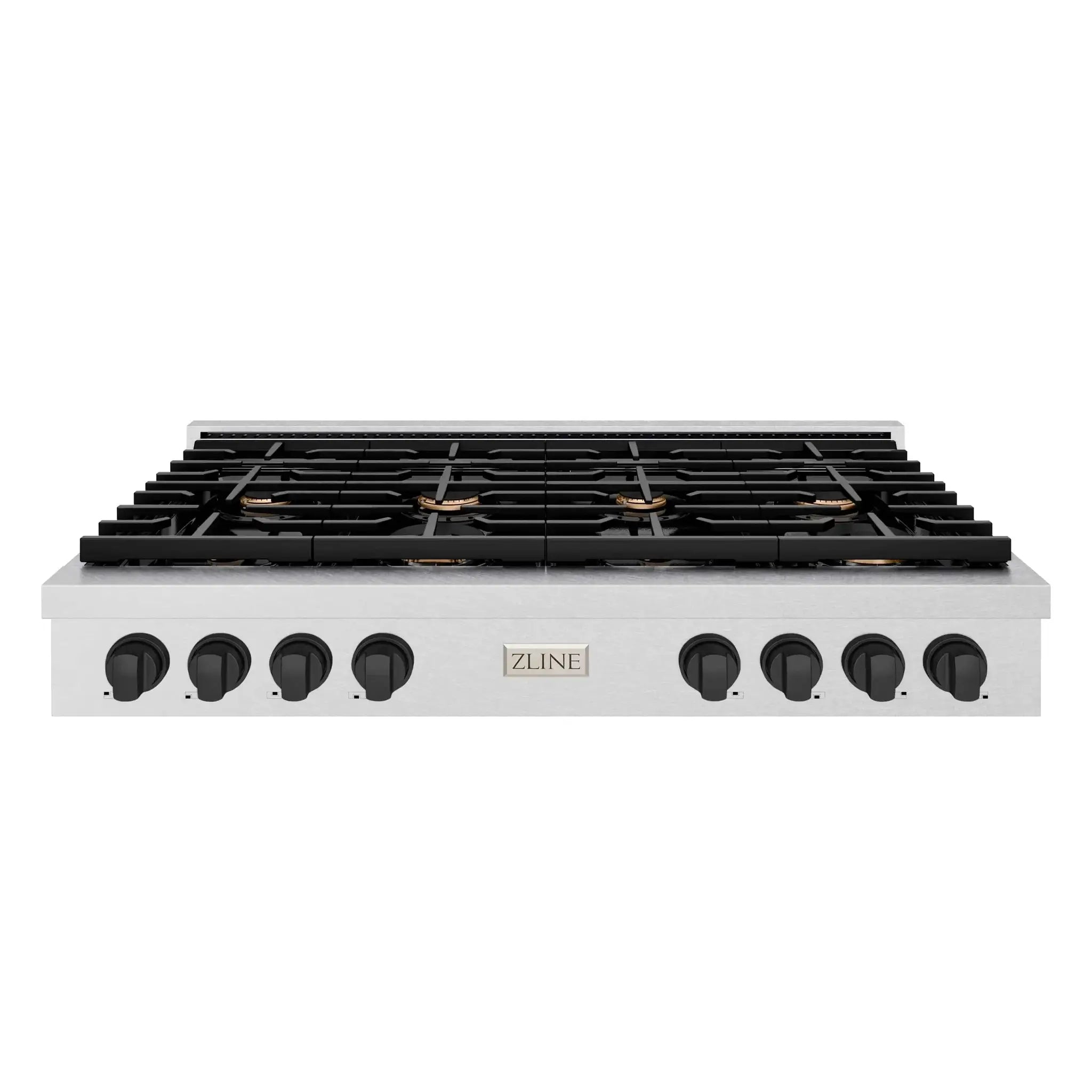 ZLINE 48" Paramount Gas Rangetop DuraSnow® Stainless Steel Matte Black SRTSZ-48-MB by Farmhouse Kitchen and Bath