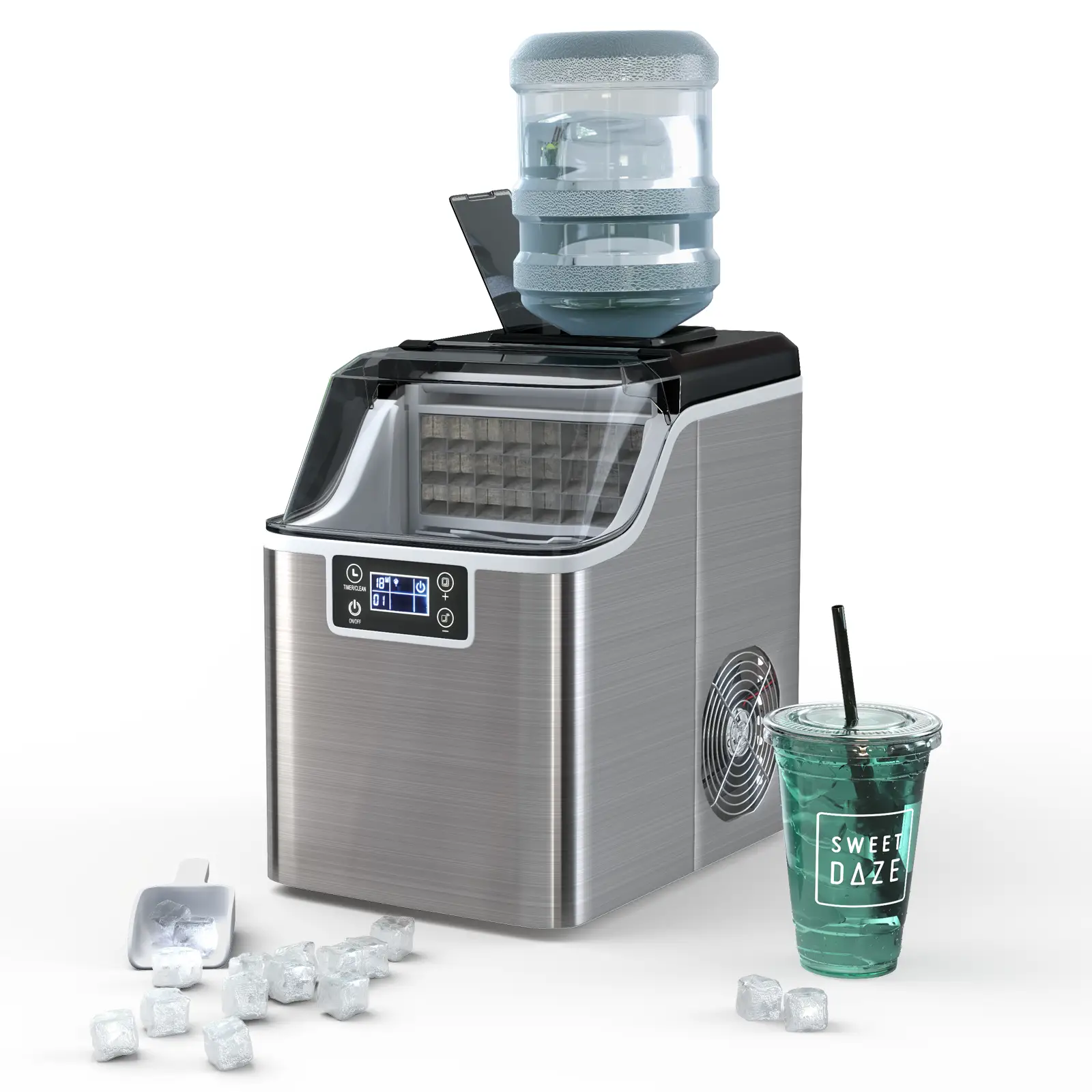 Electric Countertop Ice Maker with Ice Scoop and Basket-Sliver by DirectDeals
