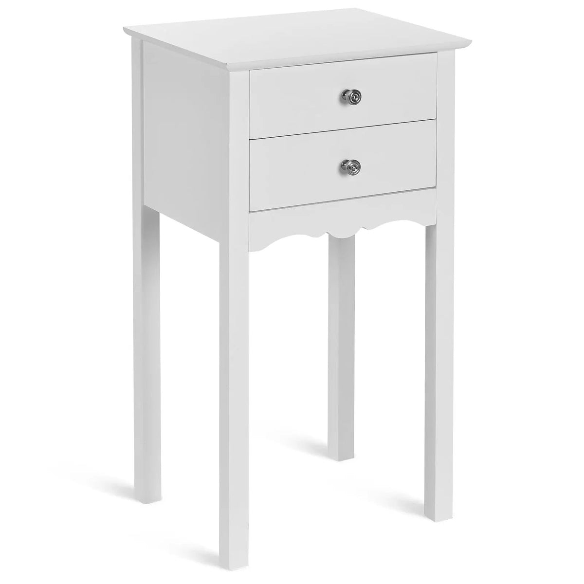 Side Table End Accent Table with 2 Drawers-White by DirectDeals