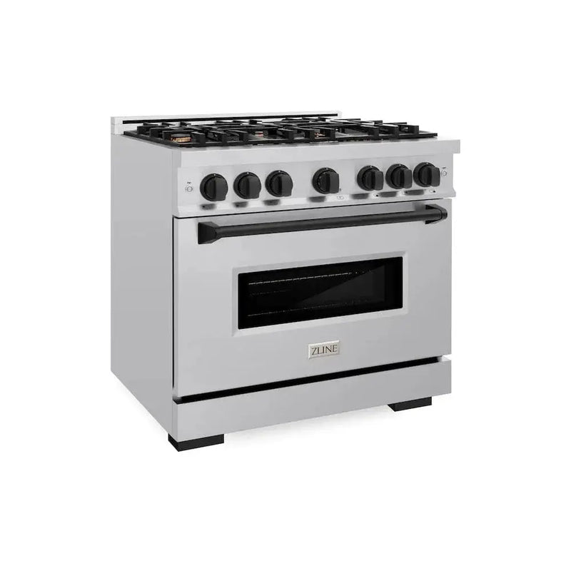 ZLINE 36" Classic Gas Range, Convection Gas Oven Stainless Steel, Matte Black CGRZ-36-MB by Farmhouse Kitchen and Bath