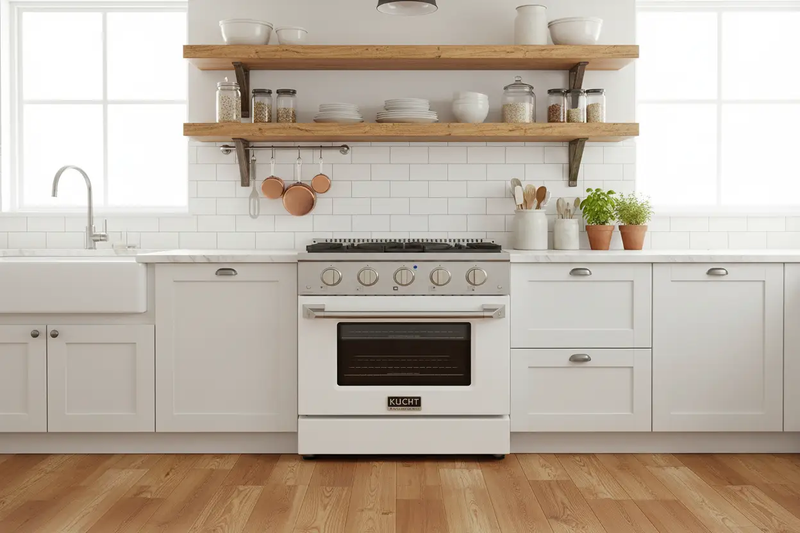 Kucht 30” Pro-Style Kitchen Dual Fuel Range - KDF302/LP-W by Farmhouse Kitchen and Bath