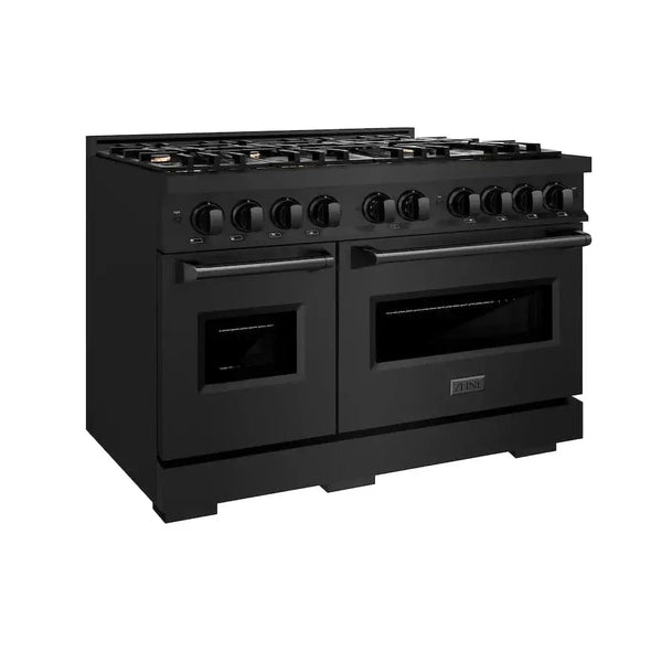 ZLINE 48" Classic Gas Range, Convection Gas Oven Black Stainless Steel Brass Burners, CGRB-BR-48