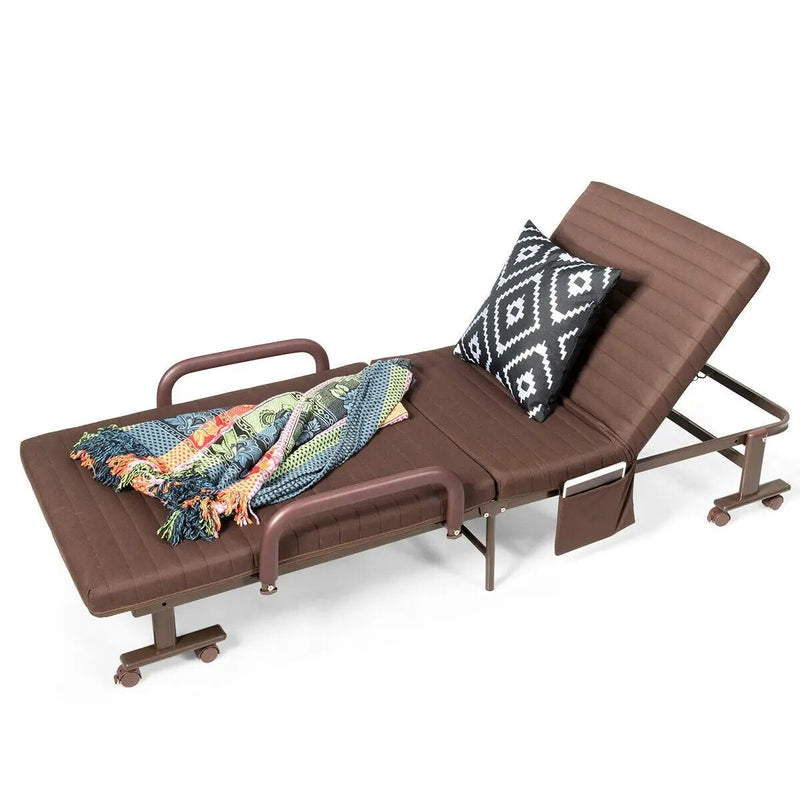 Adjustable Folding Guest Bed Frame with Mattress and Wheels by DirectDeals