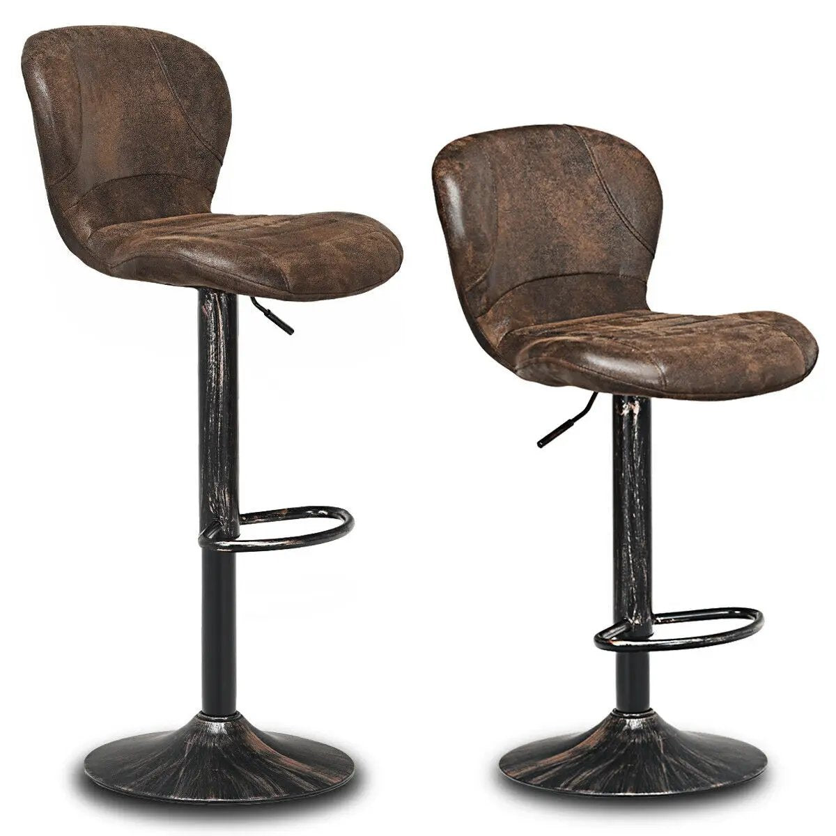 Set of 2 Adjustable Swivel Bar Stools with Hot-Stamping Cloth by DirectDeals