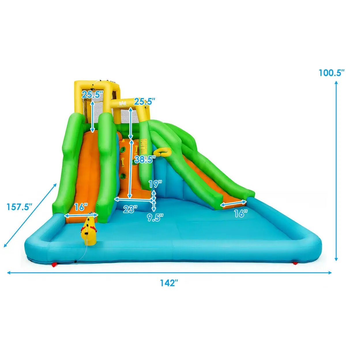 Inflatable Water Park Bounce House with Climbing Wall without Blower by DirectDeals