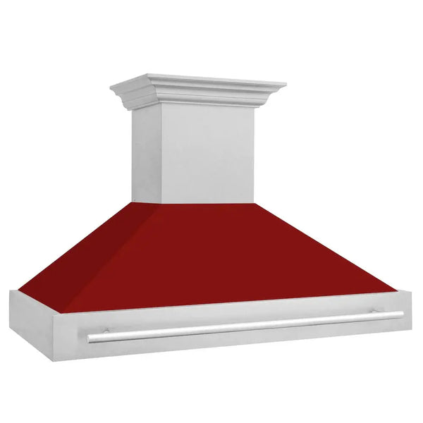 ZLINE 48" Autograph DuraSnow Stainless Red Wall Range Hood 8654SNX-RG-48, photo 2 of 7