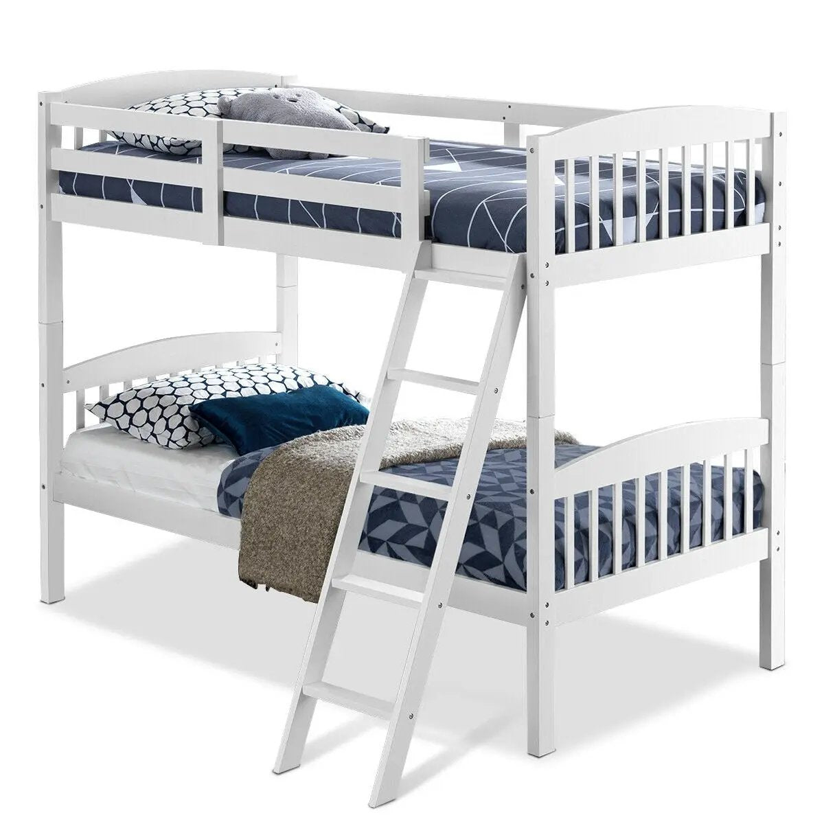 Solid Wood Twin Bunk Beds with Detachable Kids Ladder by DirectDeals