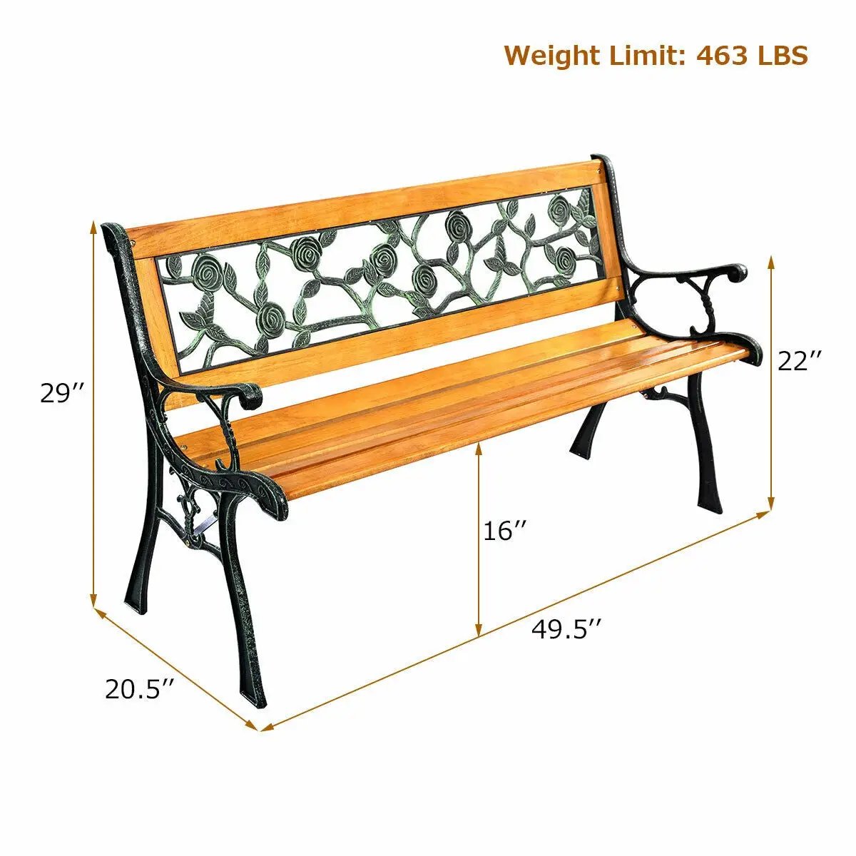 49 1/2 Inch Patio Park Garden Porch Chair Bench by DirectDeals