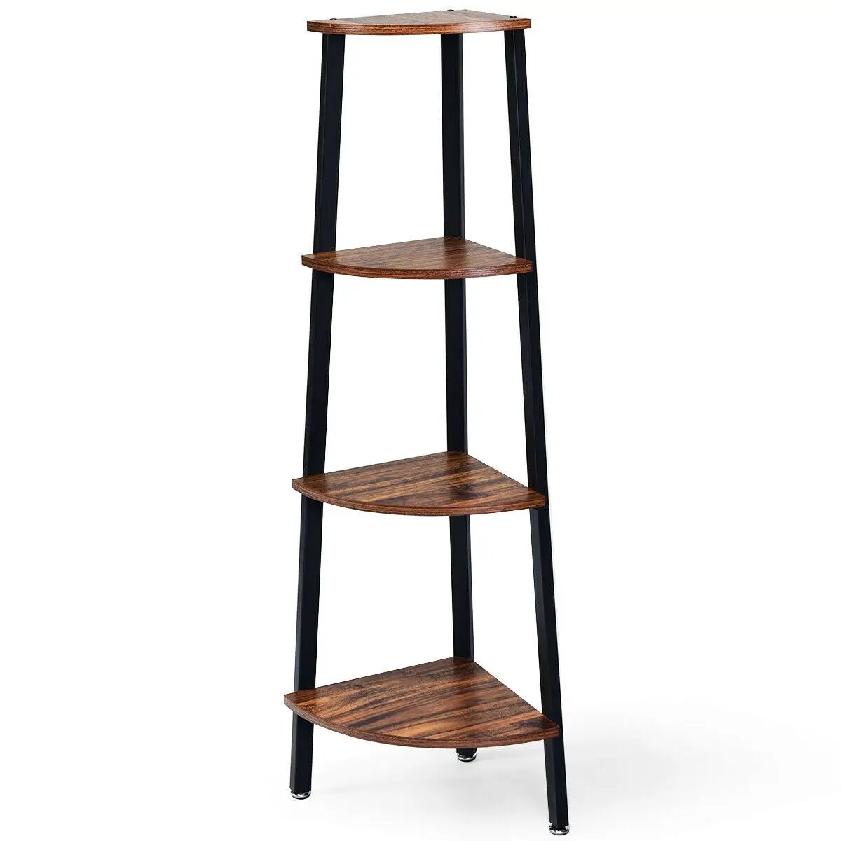 4-Tier Corner Shelf Metal Storage Rack Domestic Bookcase by DirectDeals