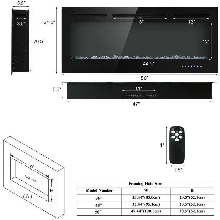 50" Electric Fireplace – Wall Mounted by DirectDeals
