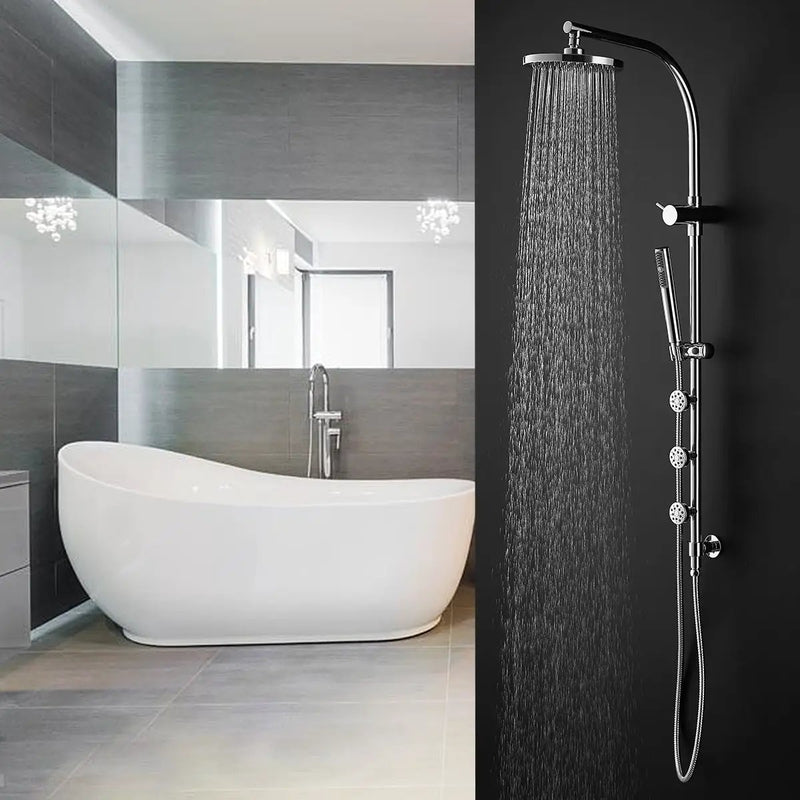 44 Inch Chrome Brass Rainfall Shower Panel Wall Mount with Hand Show by DirectDeals