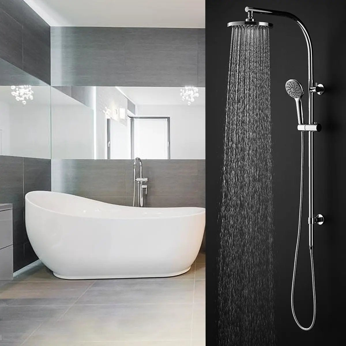 Chrome Brass Rainfall Shower Panel Wall Mounted Combo Set System by DirectDeals