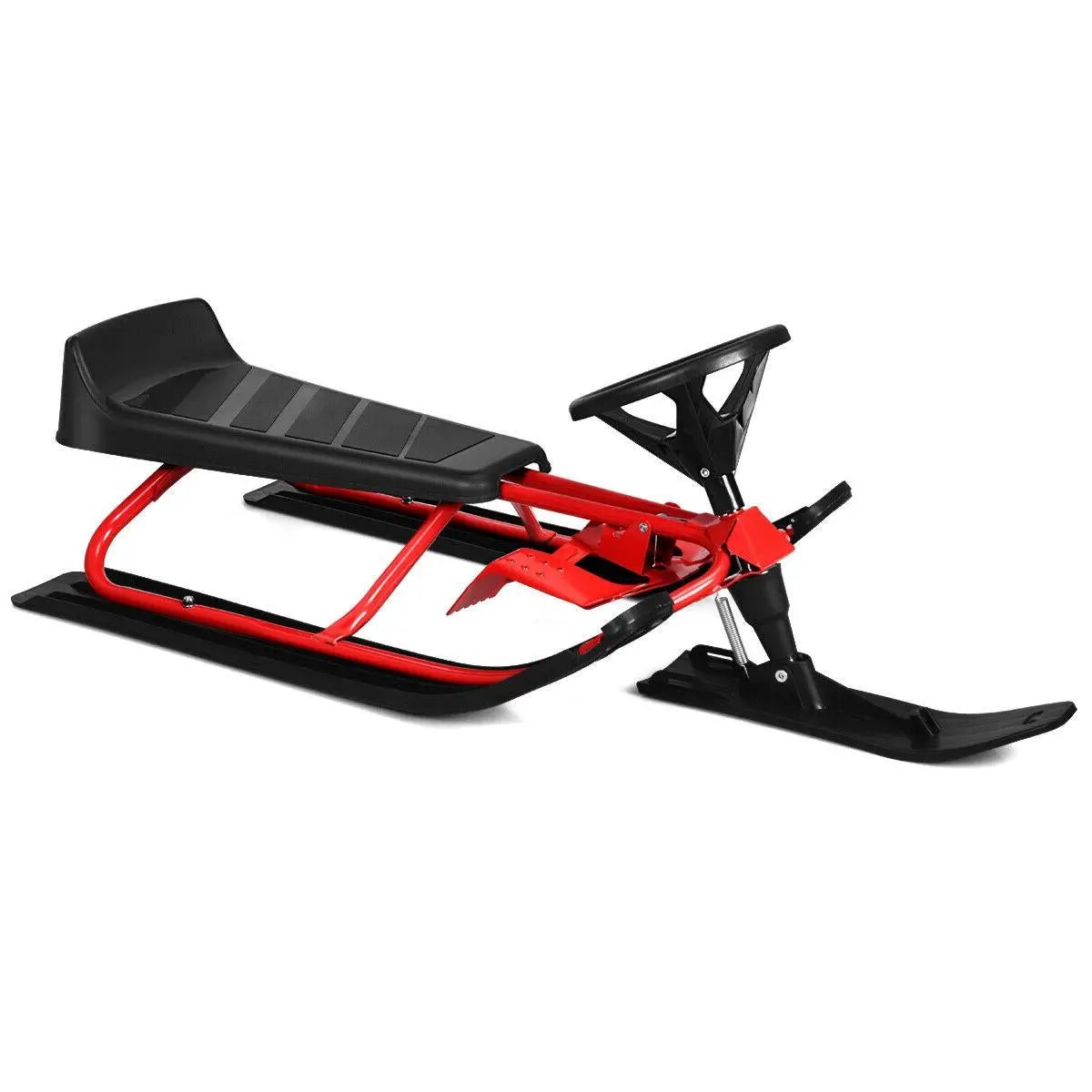 Kids Snow Sled with Steering Wheel and Double Brakes Pull Rope by DirectDeals