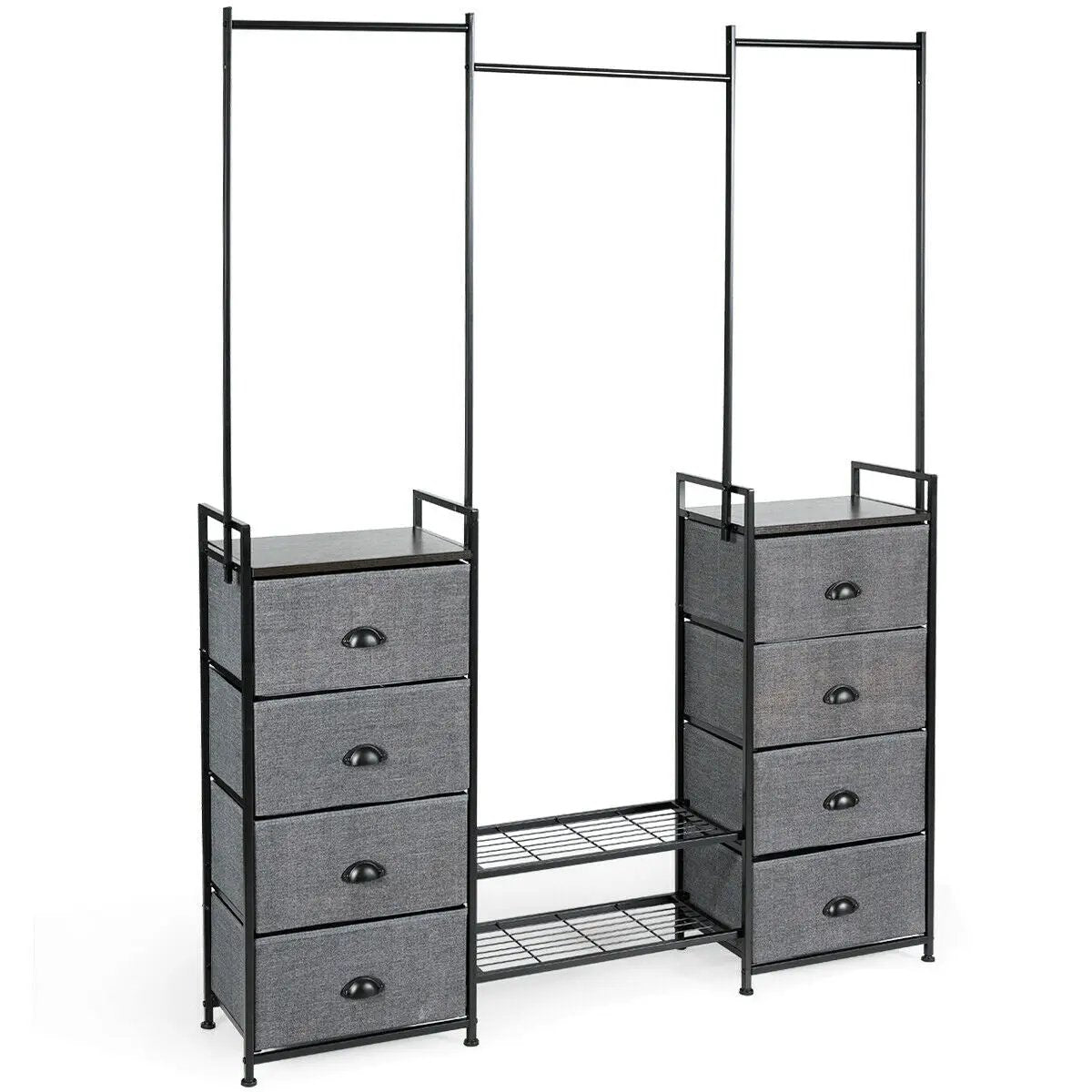 3-in-1 Portable Multifunctional Dresser with 8 Fabric Drawers and Metal Rack by DirectDeals