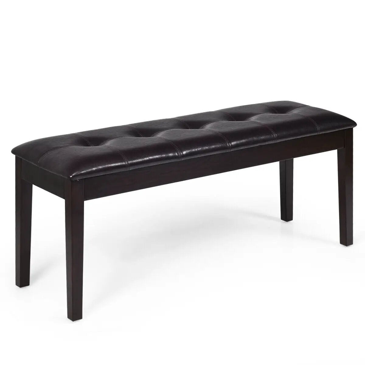 Upholstered Dining Room PU Bench Solid Wood Button Tufted by DirectDeals