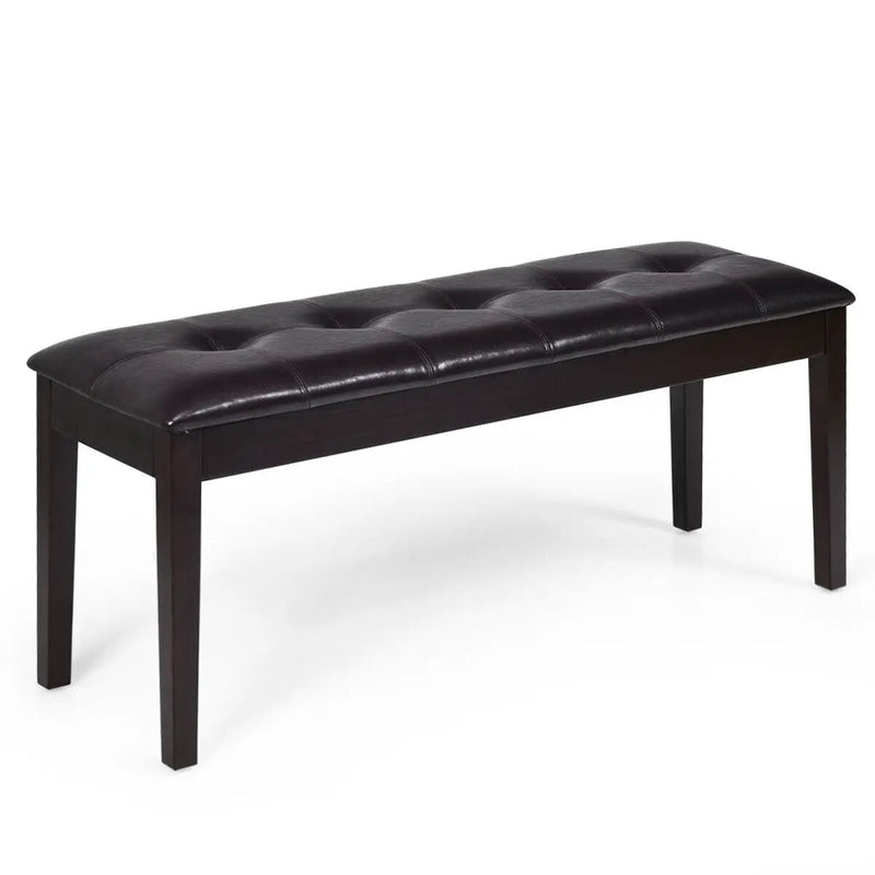 Upholstered Dining Room PU Bench Solid Wood Button Tufted by DirectDeals