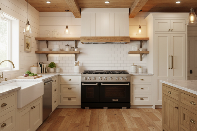 Kucht 48" Freestanding Professional Gas Range KFX4800X-BK by Farmhouse Kitchen and Bath