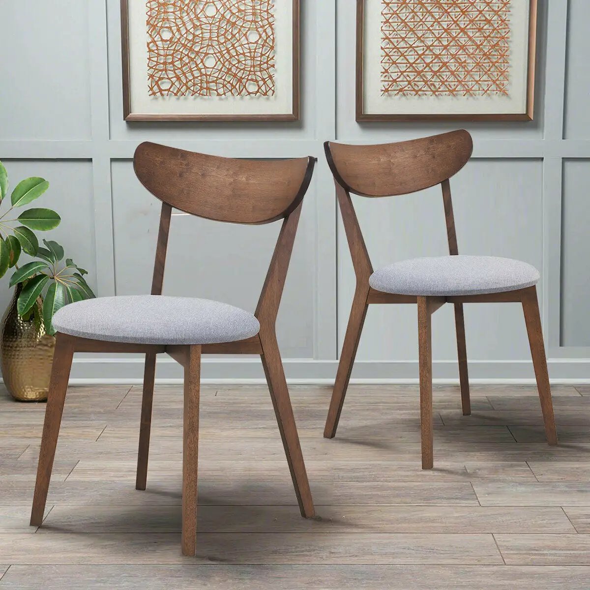 Set of 2 Dining Chairs Upholstered Curved Back Side by DirectDeals