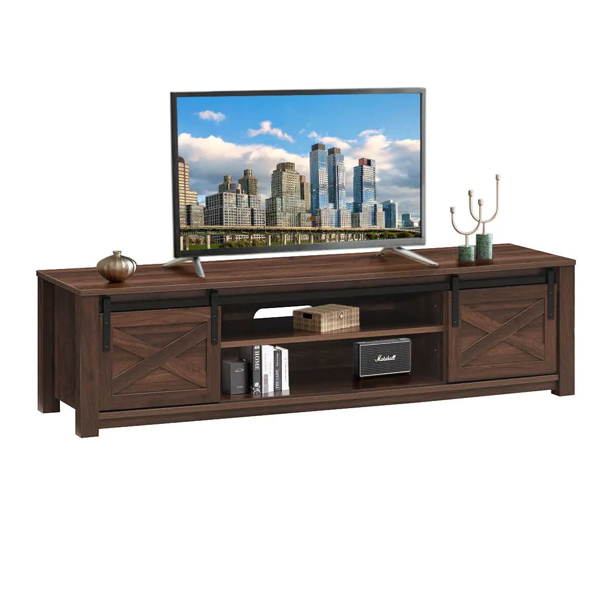 65 Inch Flat Sliding Barn Door TV Stand by DirectDeals