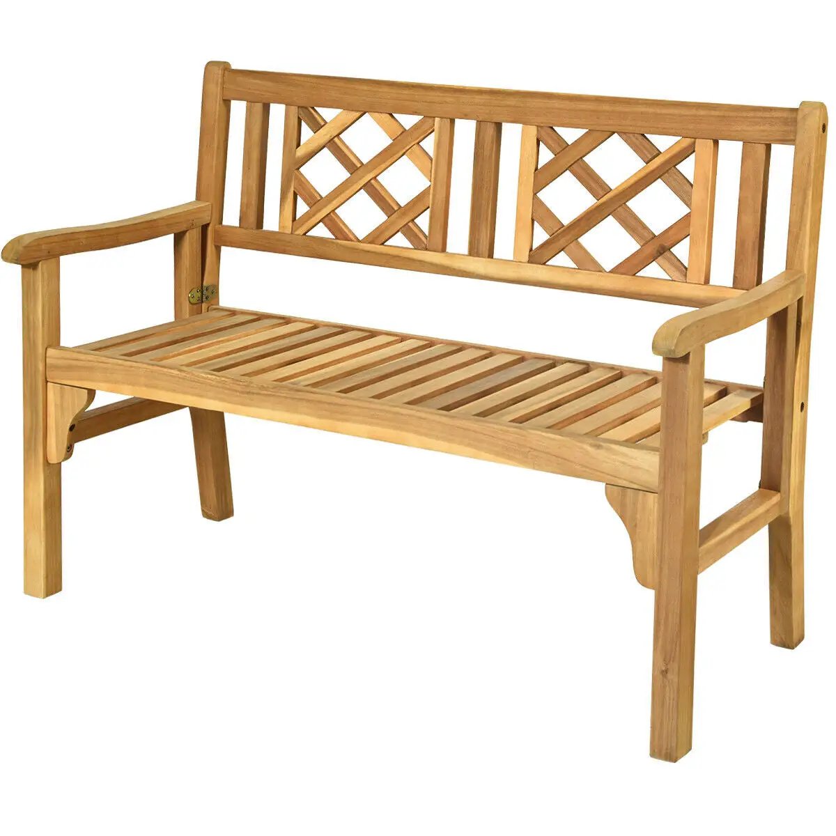 Patio Foldable Bench with Curved Backrest and Armrest by DirectDeals