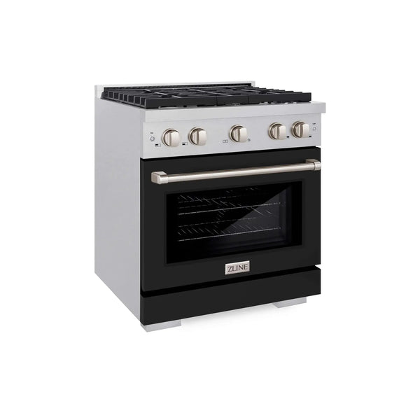ZLINE 30"Paramount Dual Fuel Range DuraSnow® Black Matte SDRS-BLM-30