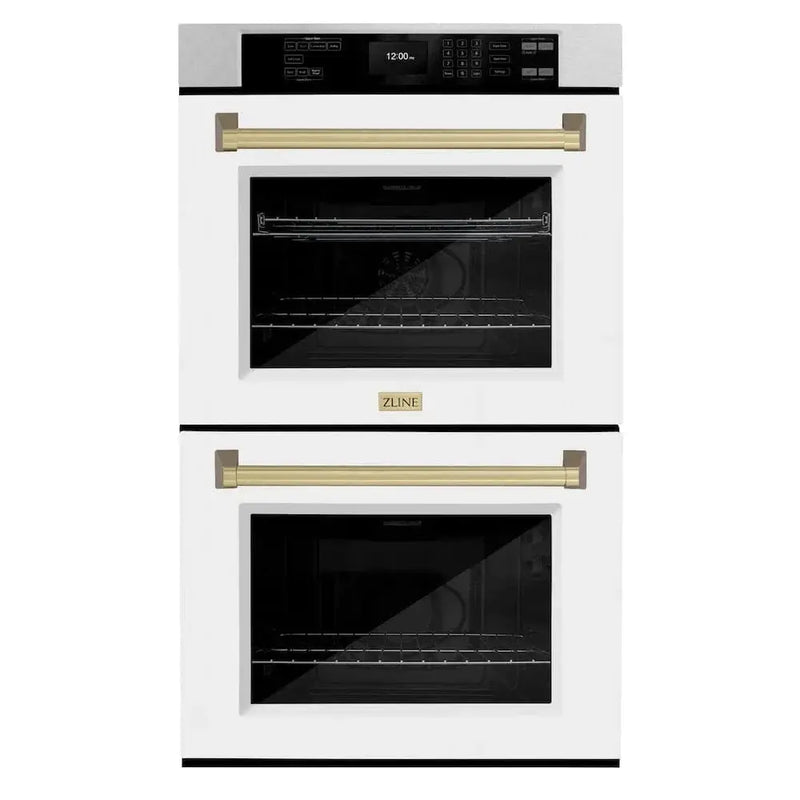 ZLINE 30"Professional True Convection Double Wall Oven, Air Fry, Self Clean, DuraSnow® Champagne Bronze WADSZ-WM-30-CB by Farmhouse Kitchen and Bath