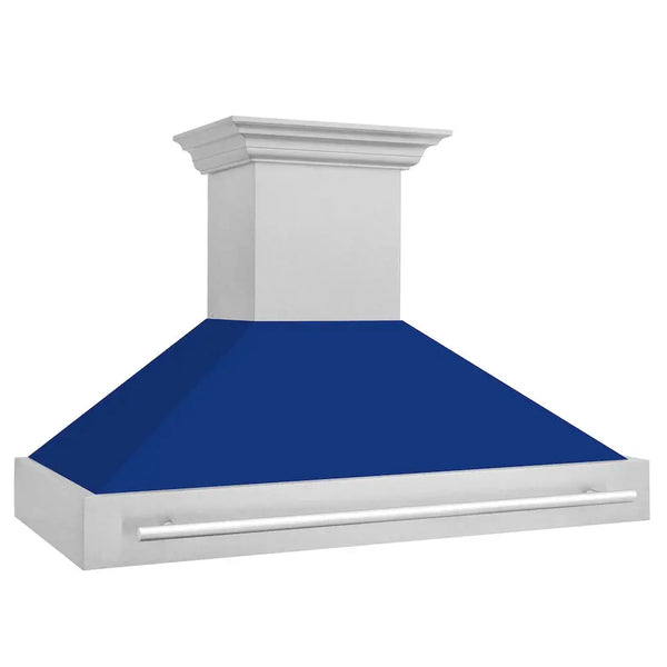 ZLINE 48" Autograph DuraSnow Stainless Blue Wall Range Hood 8654SNX-BG-48, photo 2 of 7