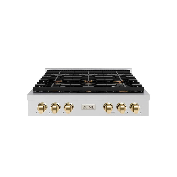 ZLINE 36" Paramount Gas Rangetop Stainless Steel Gold SRTZ-36-G