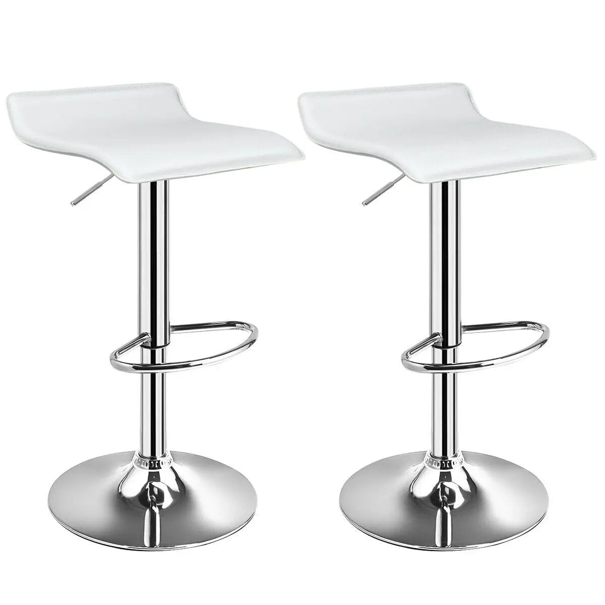 Set of 2 Adjustable PU Leather Backless Bar Stools by DirectDeals
