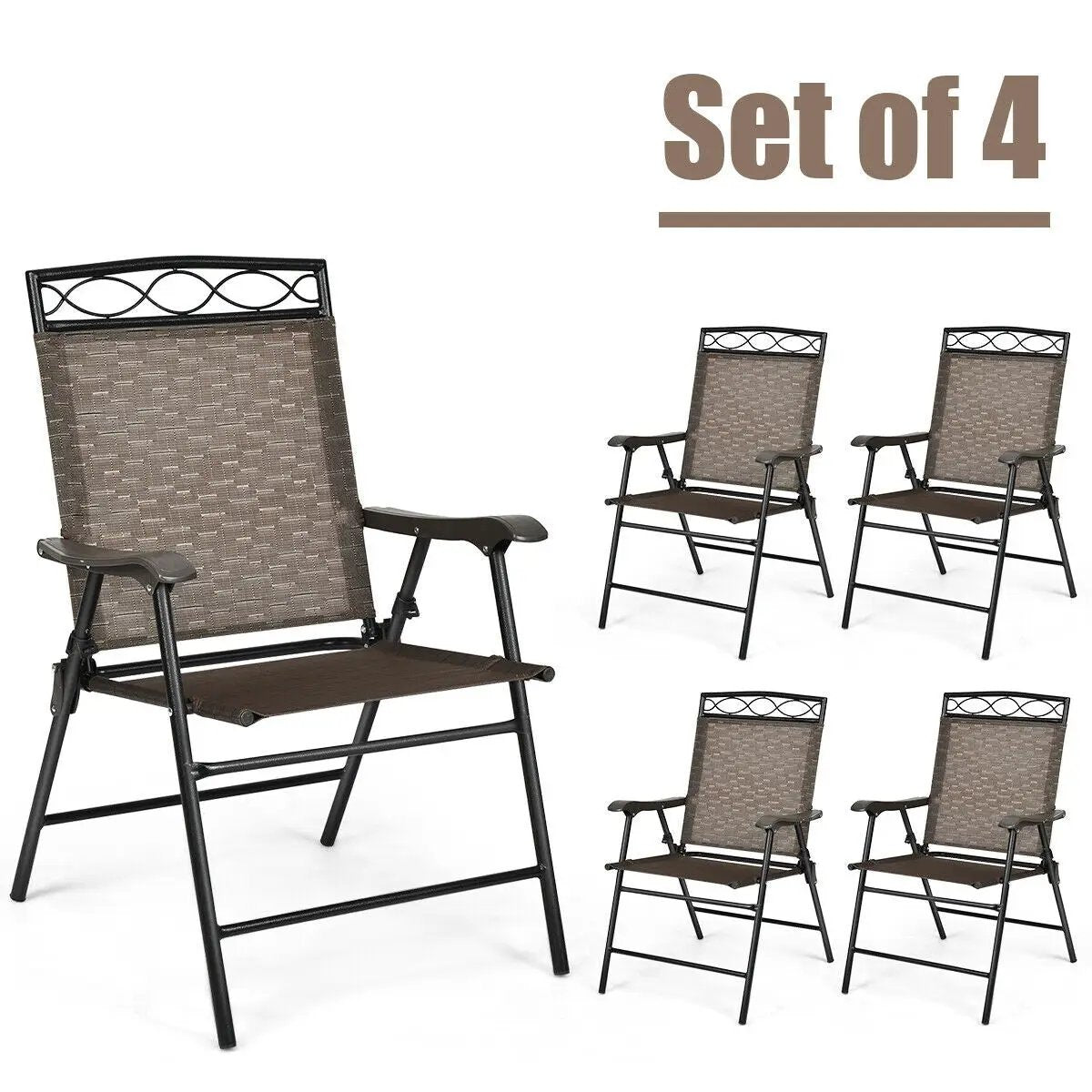 Set of 4 Patio Folding Chairs by DirectDeals