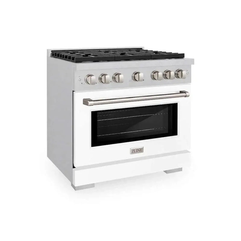 ZLINE 36"Gas Range, Convection Gas Oven , DuraSnow® White Matte, SGRS-WM-36 by Farmhouse Kitchen and Bath