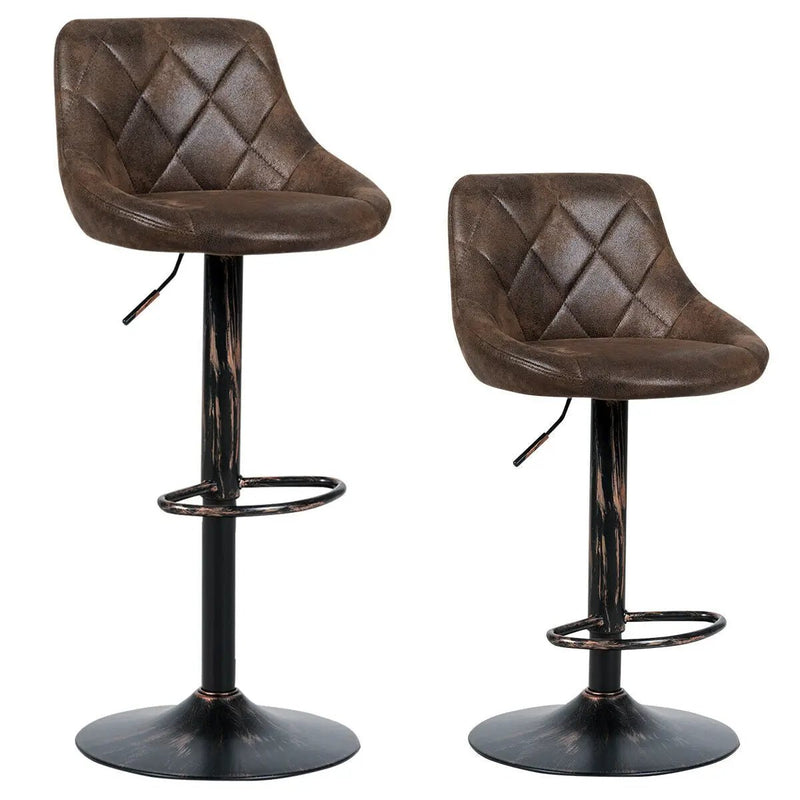 Set of 2 Adjustable Bar Stools with Backrest and Footrest by DirectDeals