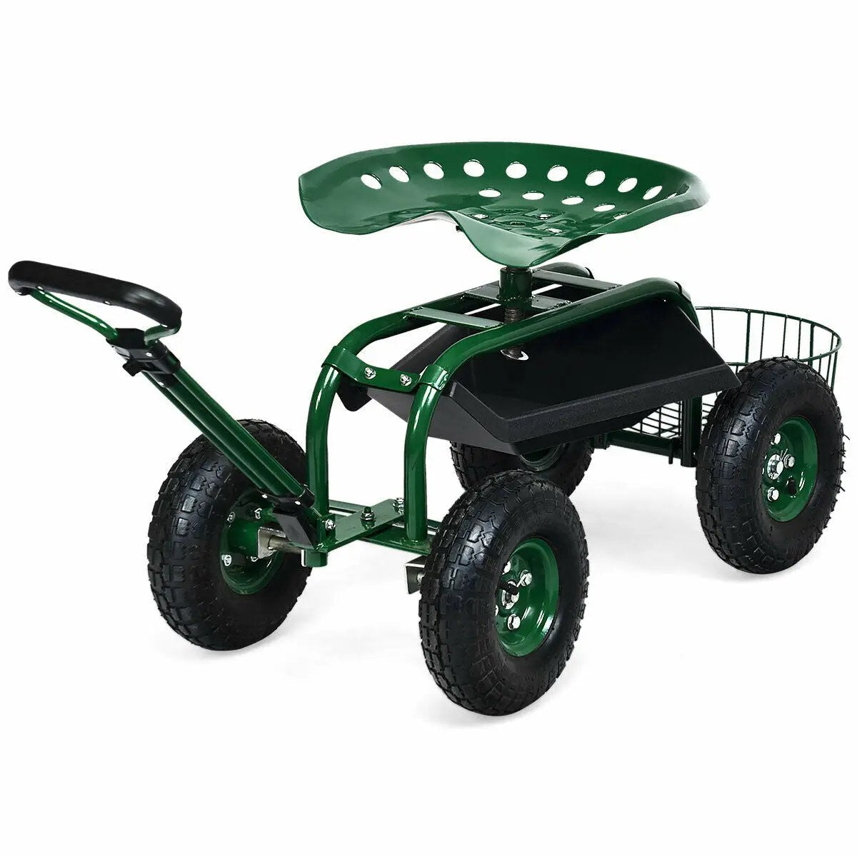 Heavy Duty Garden Cart with Tool Tray and 360 Swivel Seat by DirectDeals