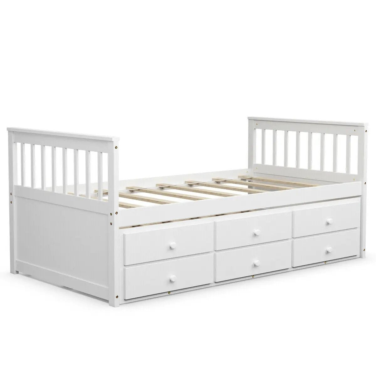 Twin Captain’s Bed with Trundle and 3 Storage Drawers by DirectDeals