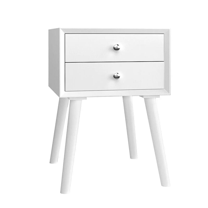 Wooden Nightstand Mid-Century End Side Table with 2 Storage Drawers by DirectDeals
