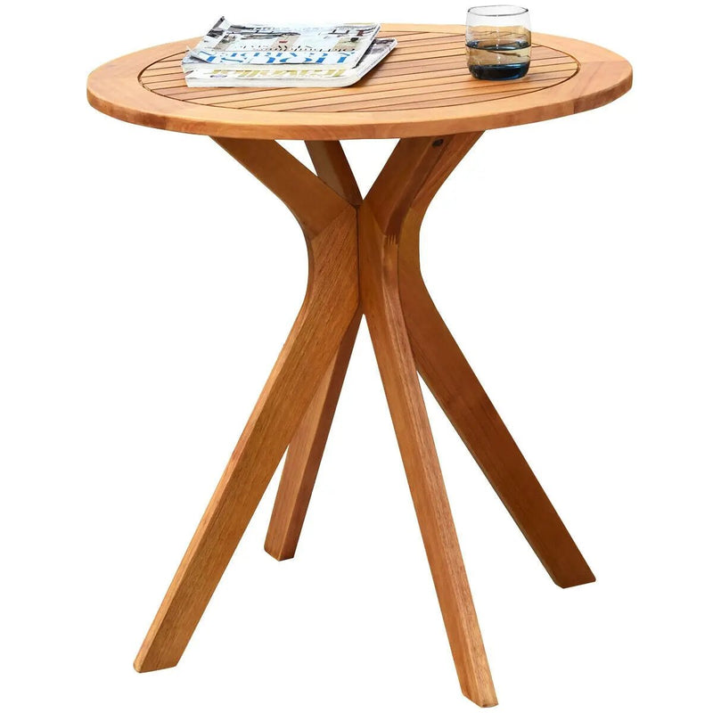 27 InchOutdoor Round Solid Wood Coffee Side Bistro Table by DirectDeals